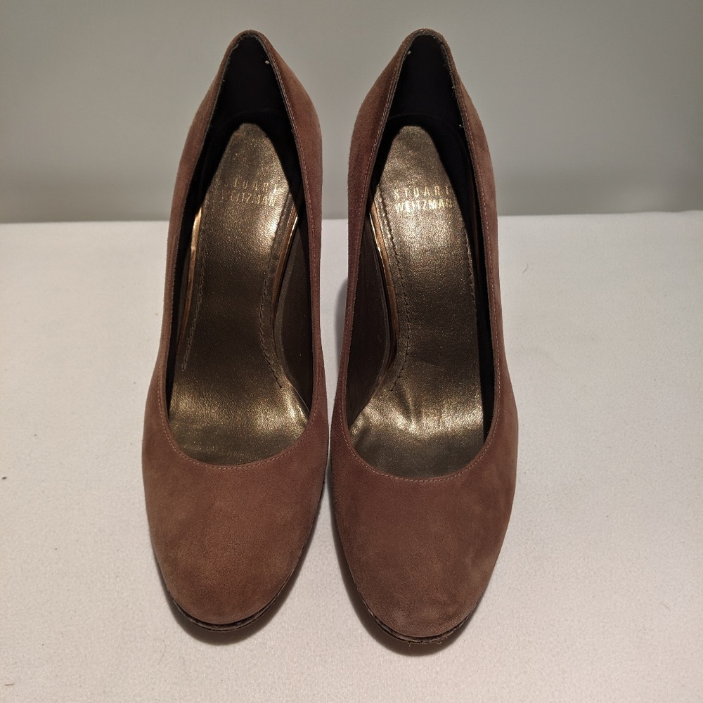 Stuart Weitzman Suede and Snakeskin Pumps